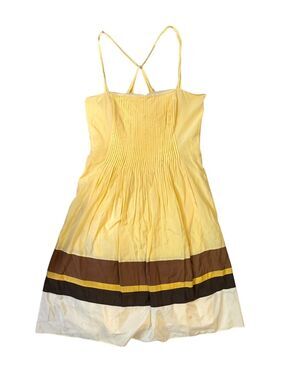 Laundry By Shelli Segal Silk Retro Style Yellow Stripe Sundress Size 12